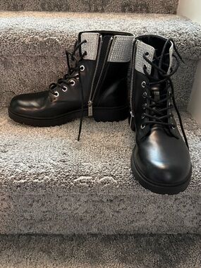 Michael Kors Black boots with rhinestone accent